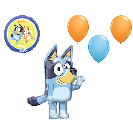 Loonballoon Bluey Theme Balloon Set, 39in. Medium Shape Bluey Balloon, Standard Bluey Balloon, 3x latex balloons LB-96021